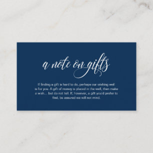 Modern Elegant, Navy Blue font, A note on gifts Informatiekaartje