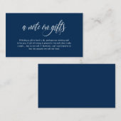 Modern Elegant, Navy Blue font, A note on gifts Informatiekaartje (Voorkant / Achterkant)