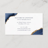 Modern Elegant Navy Blue Glitter Agate Marble Visitekaartje (Achterkant)