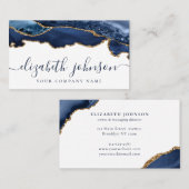 Modern Elegant Navy Blue Glitter Agate Marble Visitekaartje (Voorkant / Achterkant)