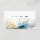 Modern Elegant Navy Blue Gold Abstracte Waterverf Visitekaartje (Voorkant)