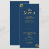 Modern Elegant Navy Blue Gold Lijst Dinermenu Menu (Voorkant / Achterkant)