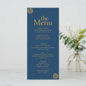 Modern Elegant Navy Blue Gold Lijst Dinermenu Menu (Staand voorkant)