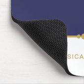 Modern Elegant Navy Blue Gold Name Mousepad Muismat (Hoek)