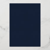 Modern Elegant Navy Blue Gold Wedding Folie Uitnodiging (Achterkant)