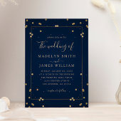 Modern Elegant Navy Blue Gold Wedding Kaart