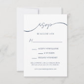 Modern Elegant Navy Blue Minimal Wedding RSVP Kaar (Voorkant)