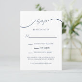 Modern Elegant Navy Blue Minimal Wedding RSVP Kaar (Staand voorkant)