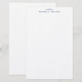 Modern Elegant Navy Blue op maat Briefpapier (Voorkant / Achterkant)