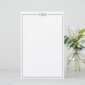 Modern Elegant Navy Blue Personal Stationery Briefpapier (Staand voorkant)