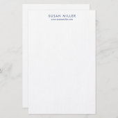 Modern Elegant Navy Blue Personal Stationery Briefpapier (Voorkant / Achterkant)