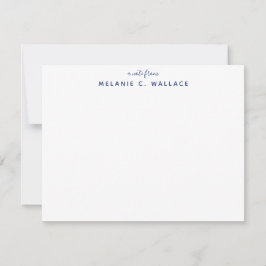 Modern Elegant Navy Blue Personal Stationery Note Notitiekaartje