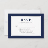 Modern Elegant Navy Blue Silver RSVP Kaartje (Voorkant)