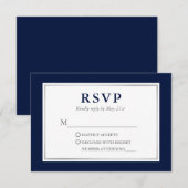 Modern Elegant Navy Blue Silver RSVP Kaartje (Voorkant / Achterkant)