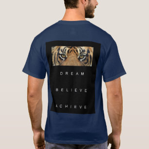 Modern Elegant Navy Blue Tiger Motivatie T-shirt