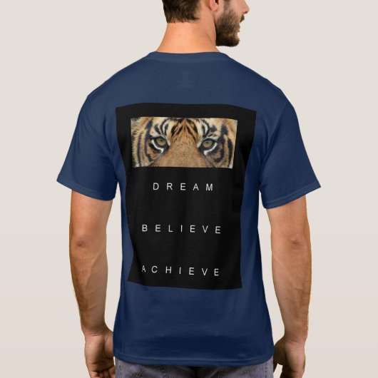 Modern Elegant Navy Blue Tiger Motivatie T-shirt (Achterkant)