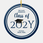 Modern Elegant Navy Blue Typography Afstuderen Keramisch Ornament (Achterkant)