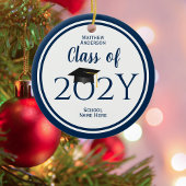 Modern Elegant Navy Blue Typography Afstuderen Keramisch Ornament