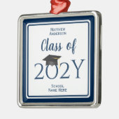 Modern Elegant Navy Blue Typography Afstuderen Metalen Ornament (Links)