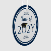 Modern Elegant Navy Blue Typography Afstuderen Ornament (voorkant)