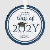 Modern Elegant Navy Blue Typography Afstuderen Ornament (achterkant)