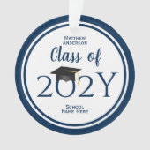 Modern Elegant Navy Blue Typography Afstuderen Ornament (voorkant)