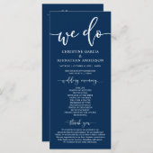 Modern elegant Navy Blue, Wedding Ceremony Progra Programmakaart (Voorkant / Achterkant)
