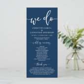 Modern elegant Navy Blue, Wedding Ceremony Progra Programmakaart (Staand voorkant)