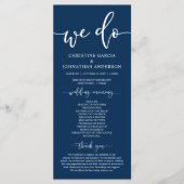 Modern elegant Navy Blue, Wedding Ceremony Progra Programmakaart (Voorkant)