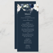 Modern Elegant Navy Blue Wedding Menu (Voorkant / Achterkant)
