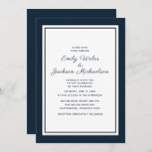 Modern Elegant Navy Blue White Wedding Invitation Kaart (Voorkant / Achterkant)
