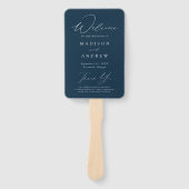 Modern Elegant Navy bruiloft programma Handwaaier (Voorkant)