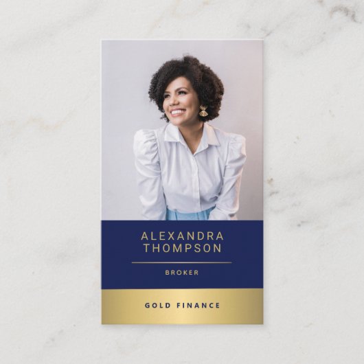 Modern Elegant Navy Gold CEO Professional Visitekaartje (Voorkant)