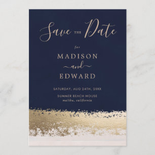 Modern Elegant, Navy, Gold Foil Kaart