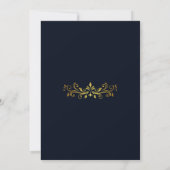 Modern Elegant Navy Gold Wedding Invitation Kaart (Achterkant)