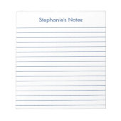 Modern Elegant Navy Lined Personalized Notitieblok (Voorkant)