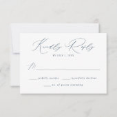 Modern Elegant Navy Script bruiloft RSVP Kaartje (Voorkant)