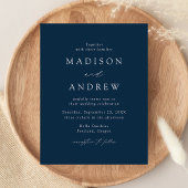Modern Elegant Navy Wedding Uitnodiging Briefkaart