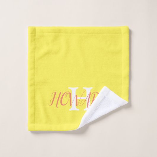 Modern Elegant Neon Yellow Sinaasappel Wedding Bad Handdoek (Wasdoekje)