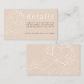 Modern Elegant Neutraal Beige Bloemen Trouwdetail Informatiekaartje (Voorkant / Achterkant)