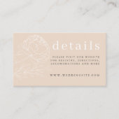 Modern Elegant Neutraal Beige Bloemen Trouwdetail Informatiekaartje (Voorkant)