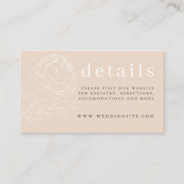 Modern Elegant Neutraal Beige Bloemen Trouwdetail Informatiekaartje