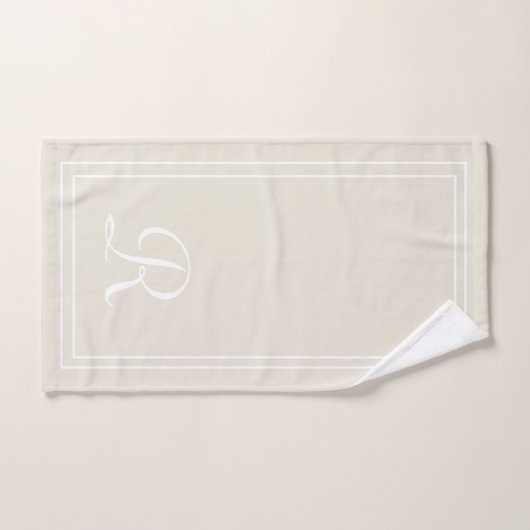 Modern Elegant Neutraal Wit Monogram Bad Handdoek (Handdoek)