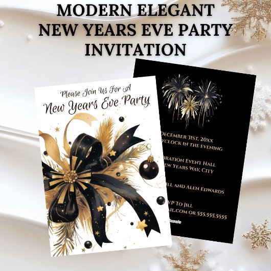 Modern Elegant New Years Eve Party Gold and Black Kaart