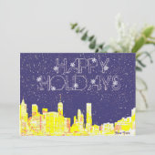 Modern Elegant New York City Skyline Feestdagenkaart (Staand voorkant)