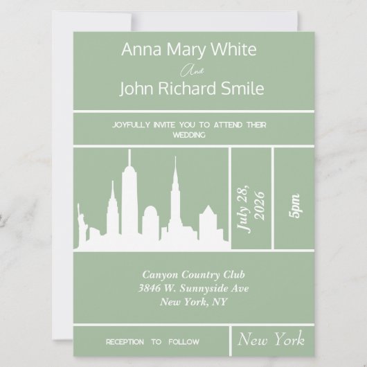 Modern Elegant New York City Skyline Uitnodiging (Voorkant)