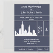 Modern Elegant New York City Skyline Uitnodiging (Voorkant / Achterkant)