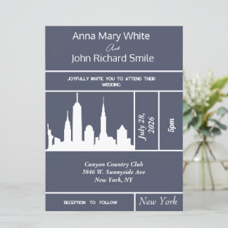 Modern Elegant New York City Skyline Uitnodiging