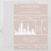 Modern Elegant New York City Skyline Uitnodiging (Voorkant / Achterkant)