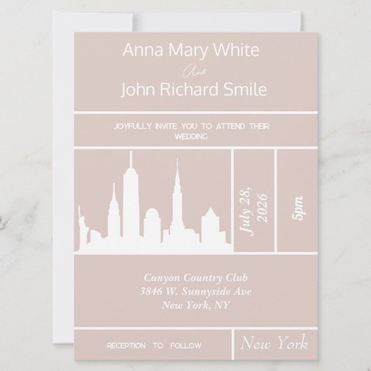 Modern Elegant New York City Skyline Uitnodiging (Voorkant)